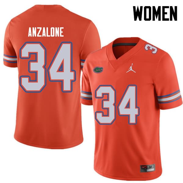 NCAA Florida Gators Alex Anzalone Women's #34 Jordan Brand Orange Stitched Authentic College Football Jersey CNZ0764PB